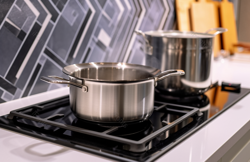 干净的灶台厨房用品厨具不锈钢锅与燃气,高清,摄影图,摄影图片,图片大全,摄影图免费下载